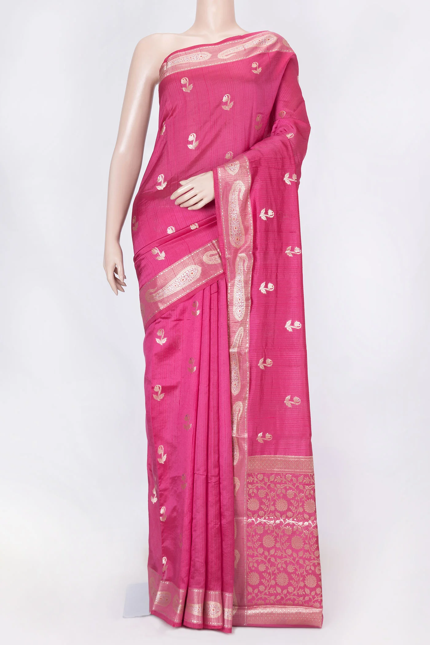 Dark Pink Banarasi Raw Silk Saree