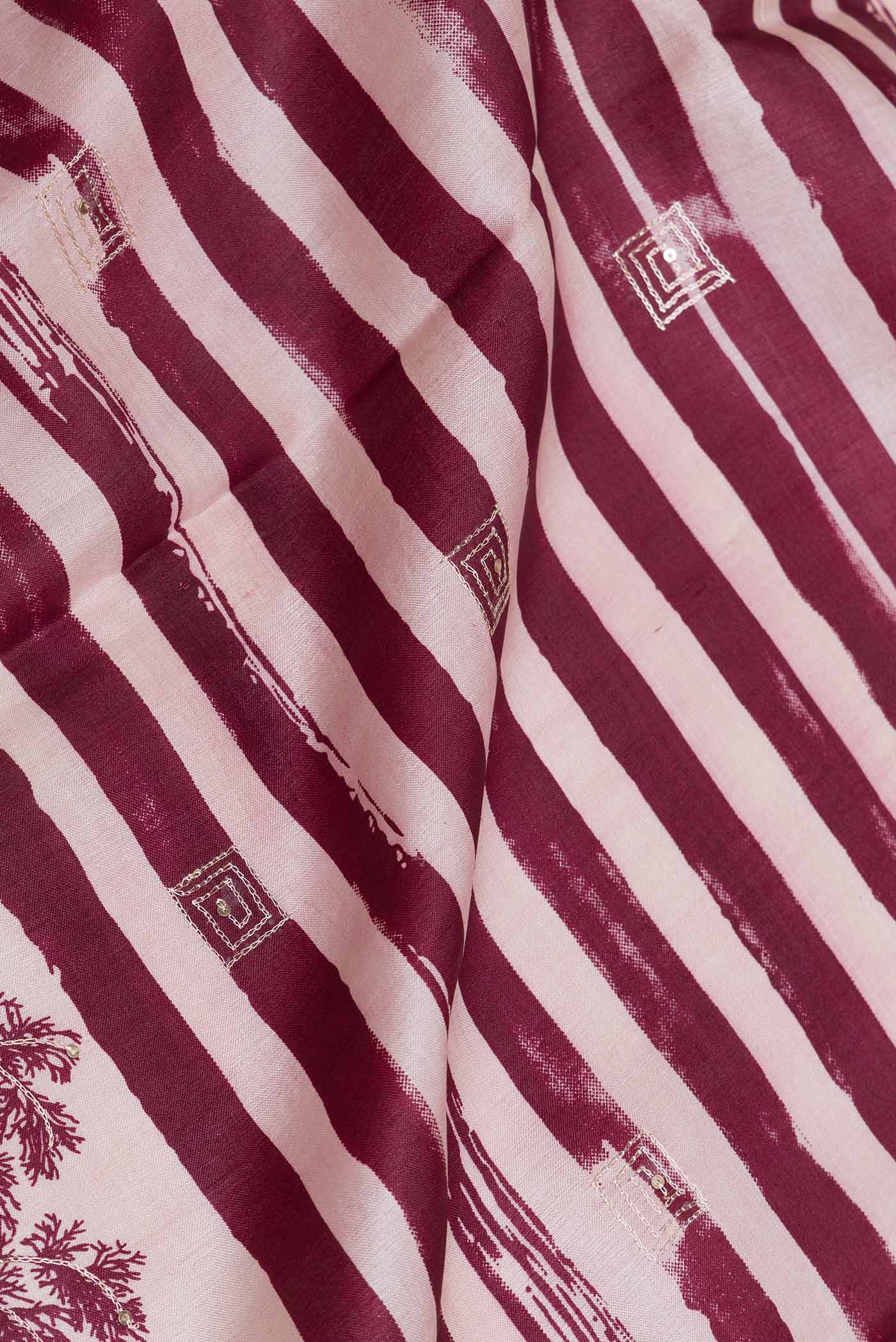 Pink Dual Tone Tussar Silk Saree - Image 2