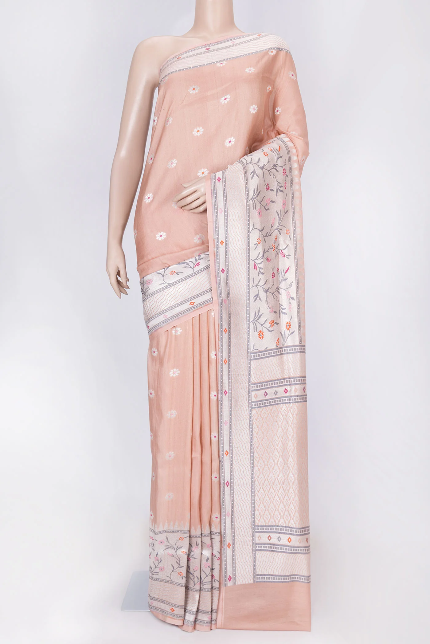 Rose Gold Tussar Silk Saree