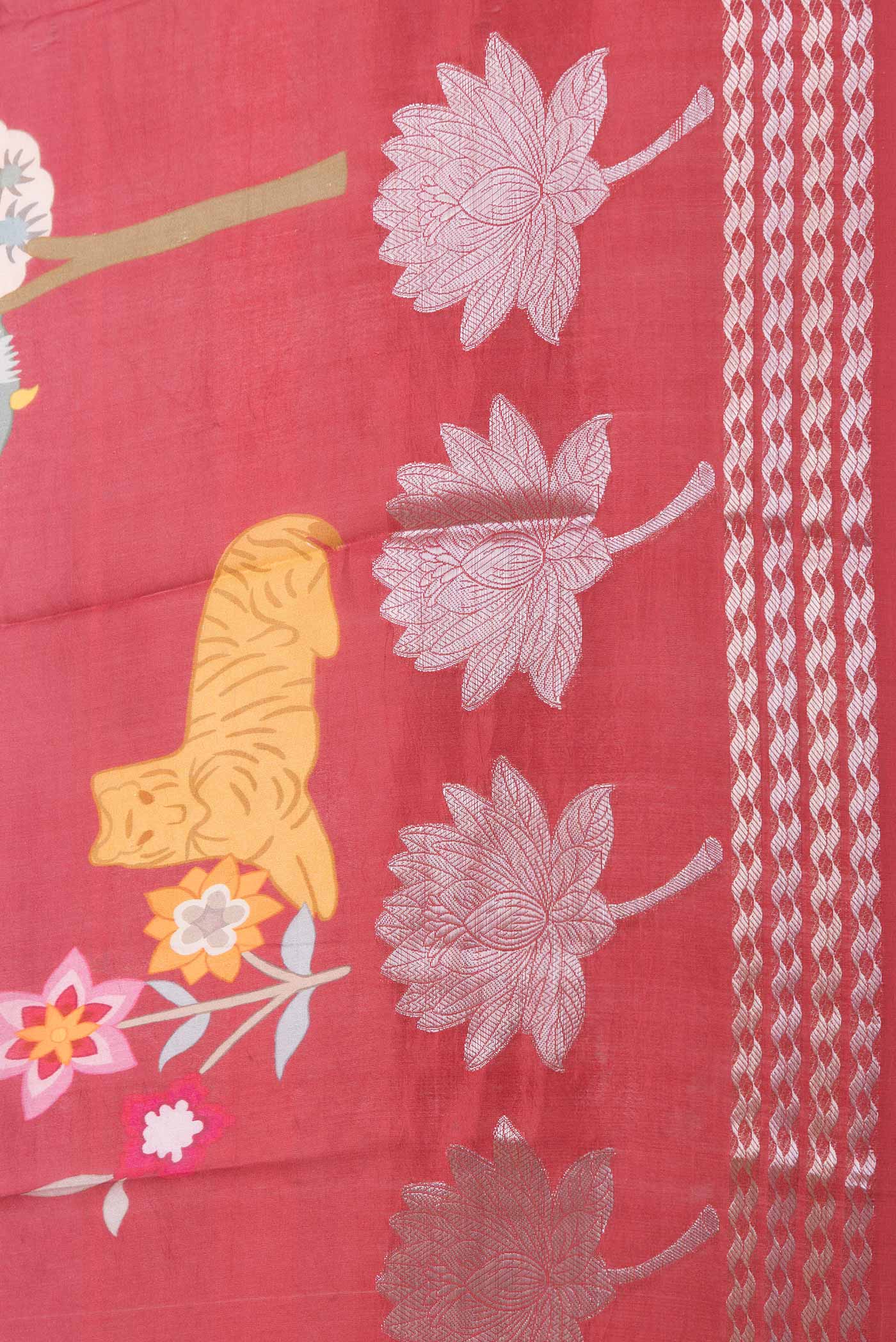Pink Dual Tone Tussar Silk Saree - Image 3