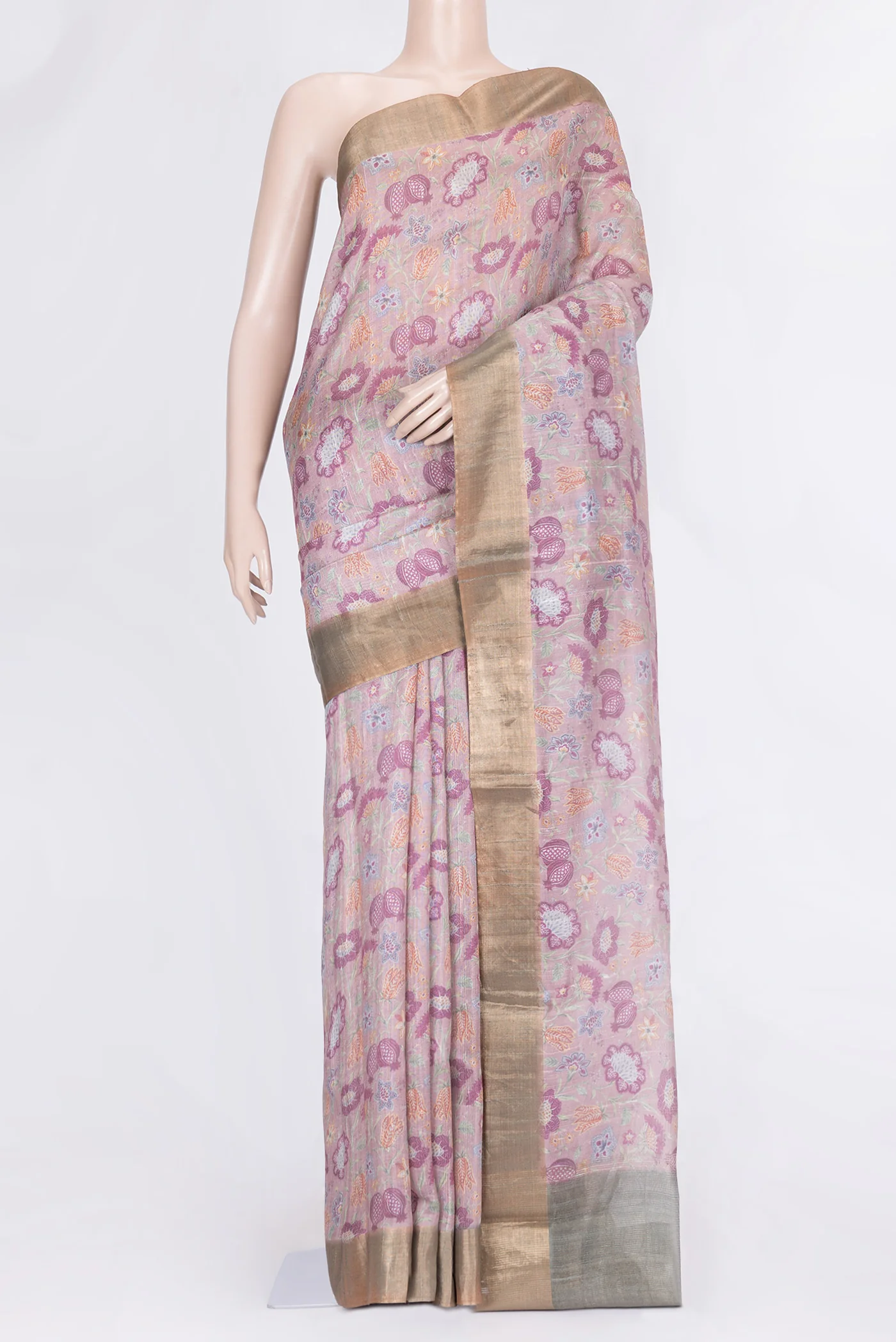 Lavender Tussar Silk Saree