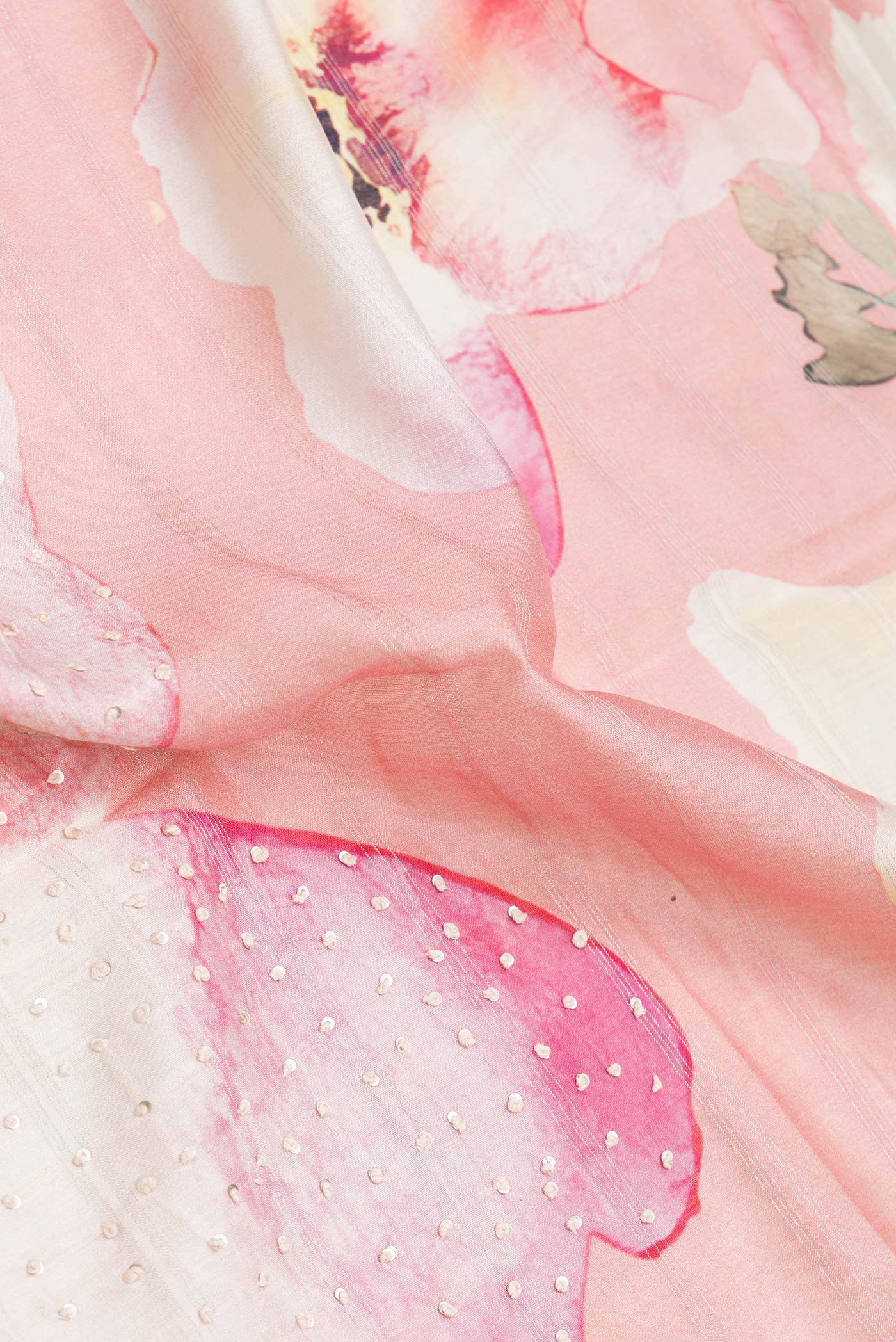 Rose pink Tussar Silk Saree - Image 2
