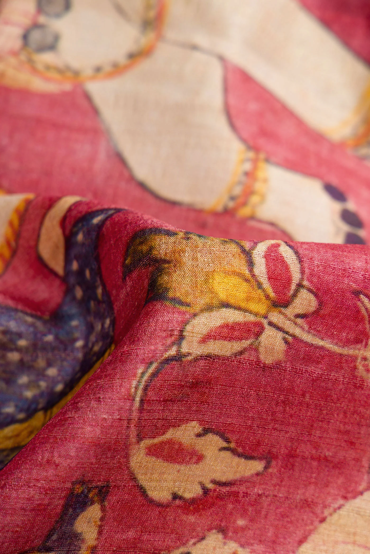 Maroon Tussar Silk Saree - Image 2