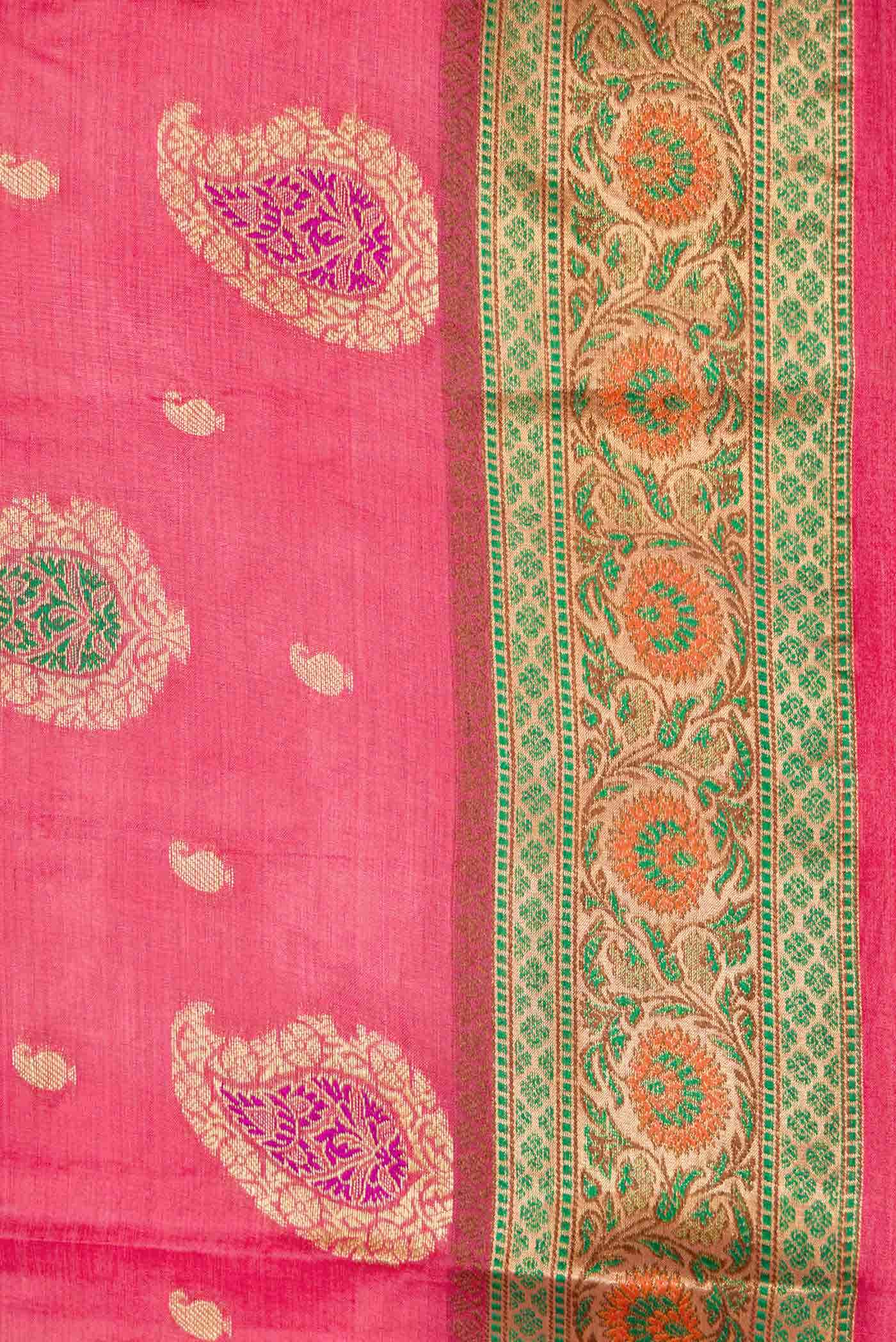 Pink Dual Tone Tussar Silk Saree - Image 3