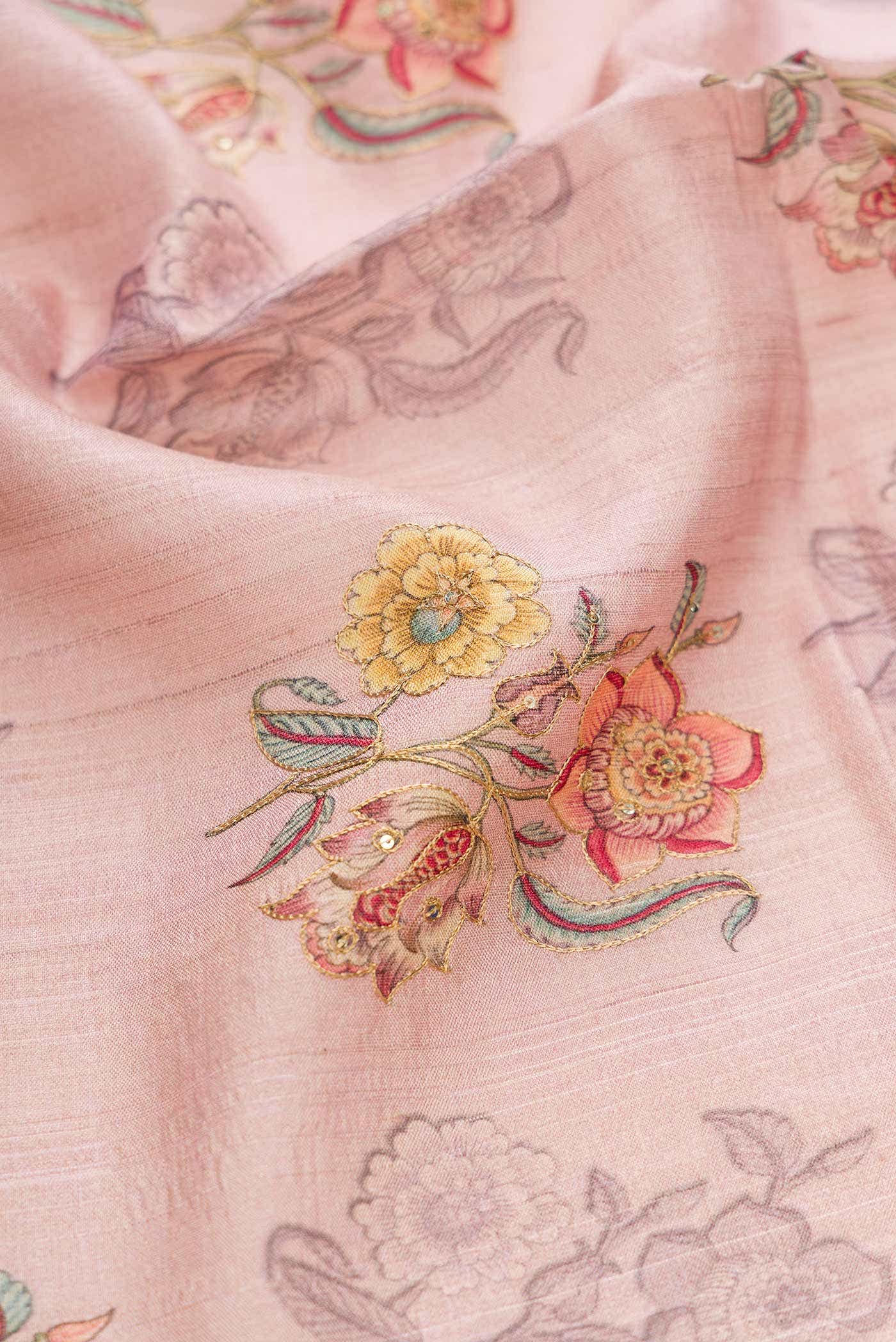 Pink Dual Tone Tussar Silk Saree - Image 3