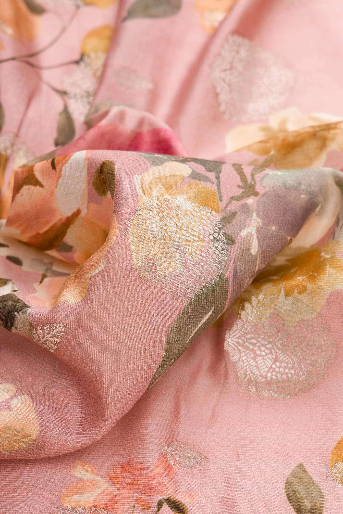 Rose Gold Tussar Silk Saree - Image 2