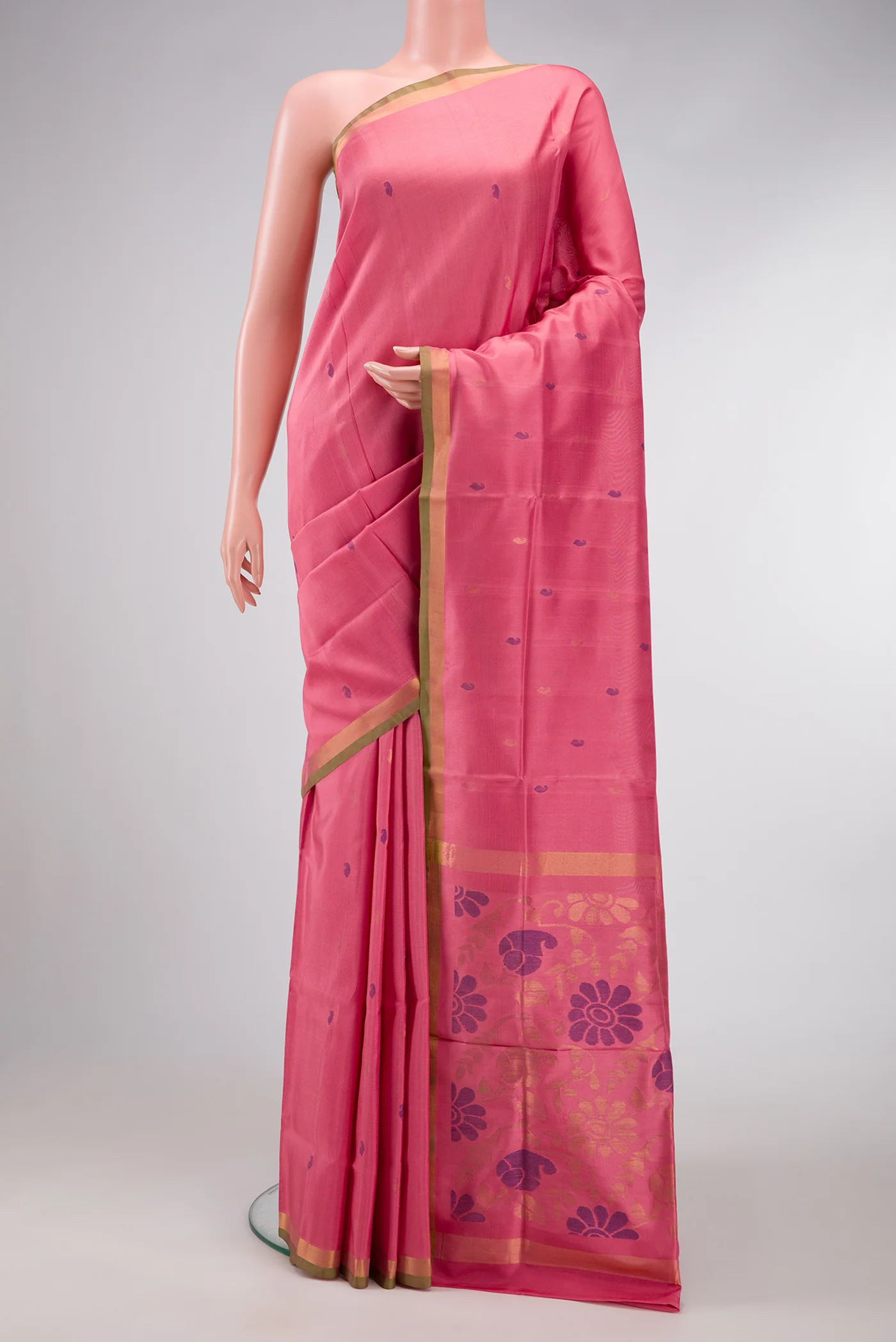 Rose pink Uppada Silk Saree