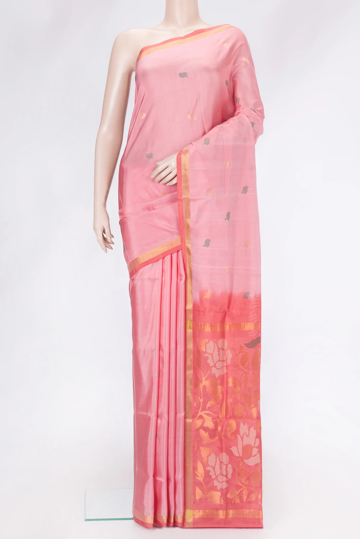 Rose pink Uppada Silk Saree