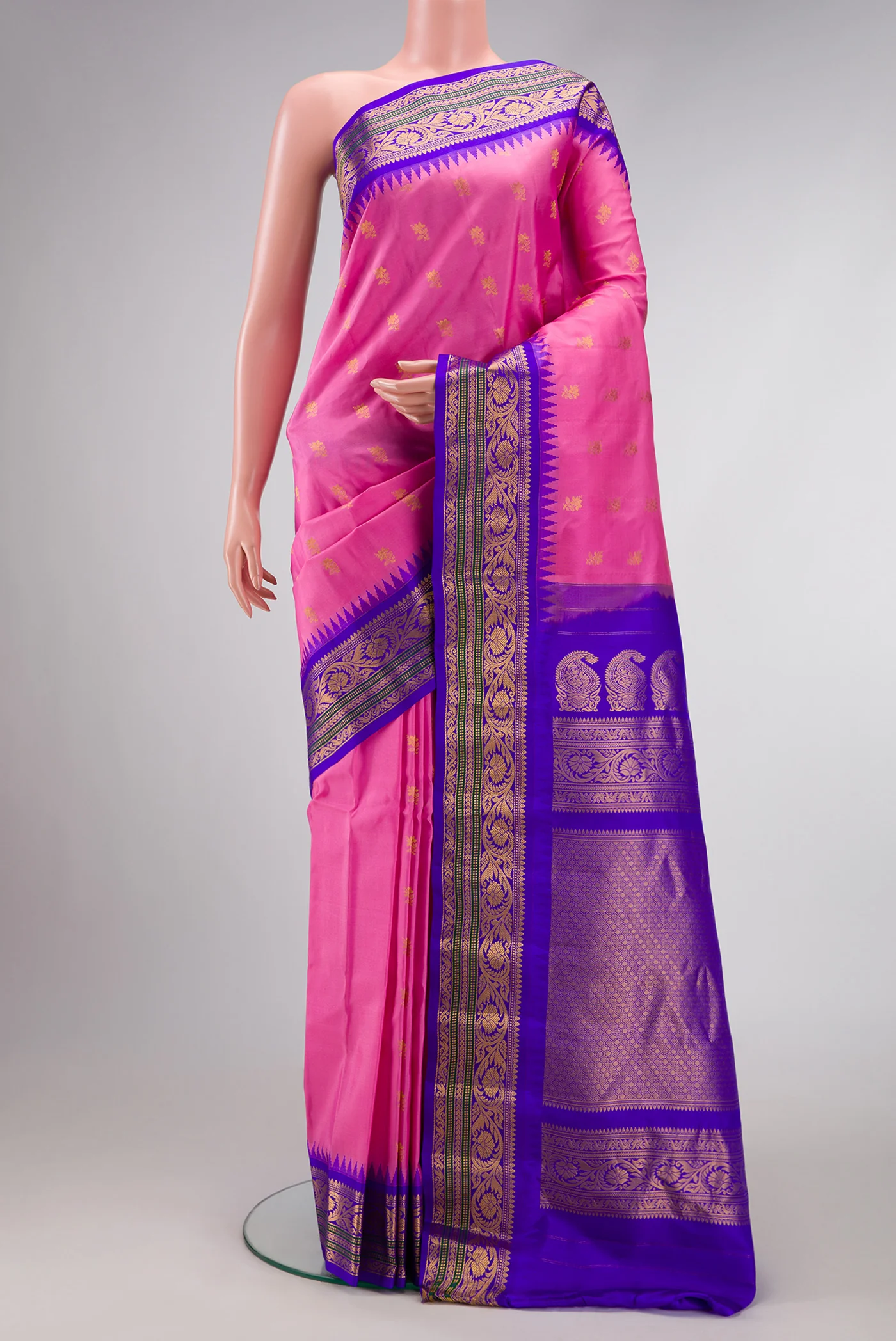 Pink Gadwal Silk Saree