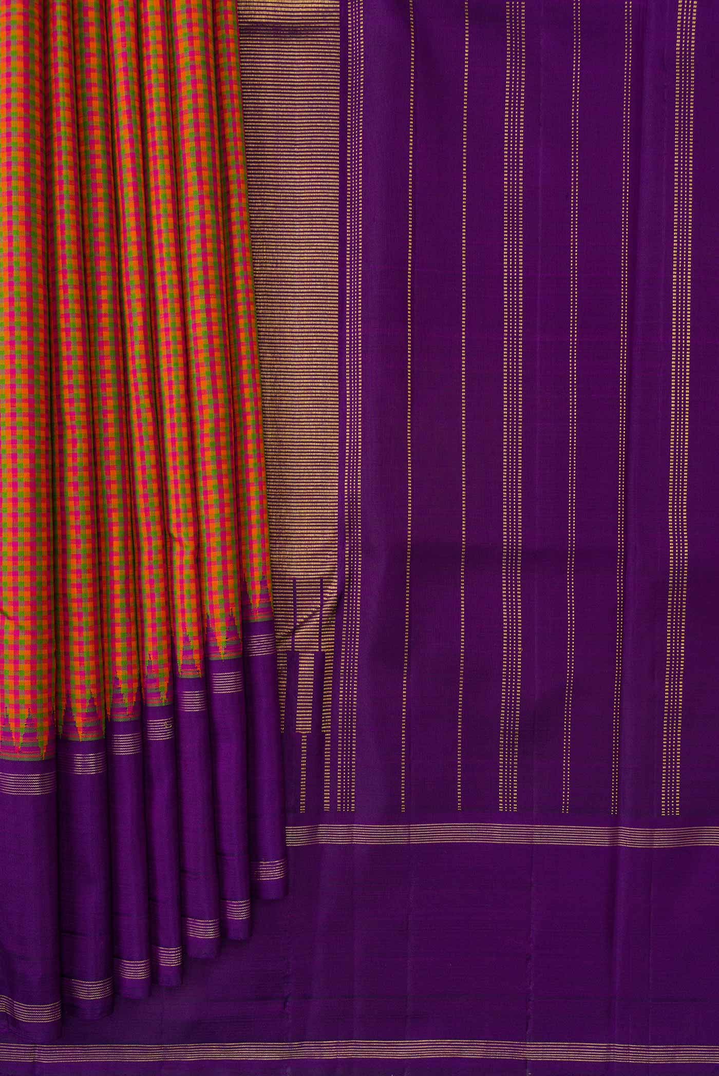 Multi Color Kanjivaram Silk Saree - Image 4
