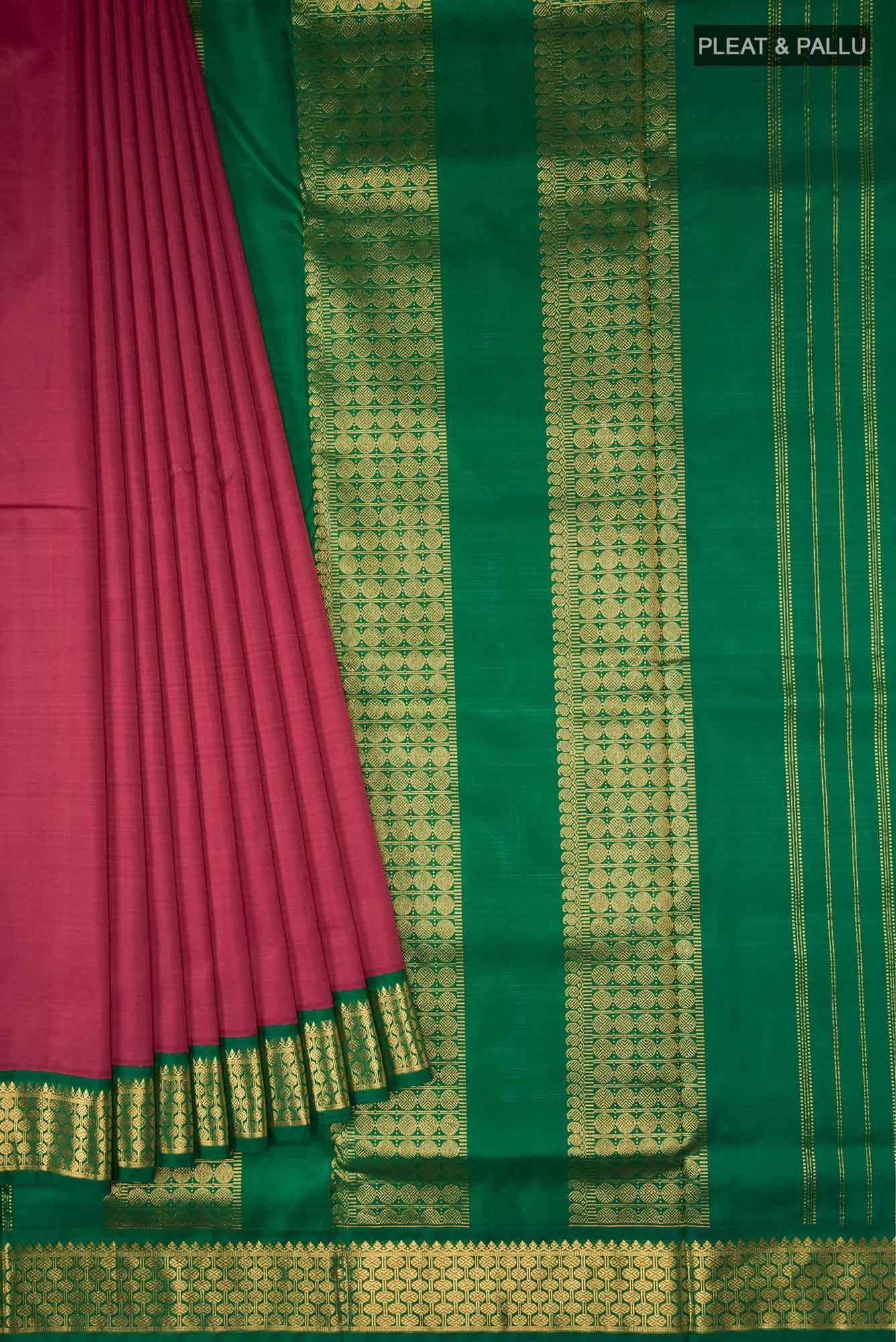 Pure Silk Pure Zari Pink Kanjivaram Nine Yards Saree - Image 2