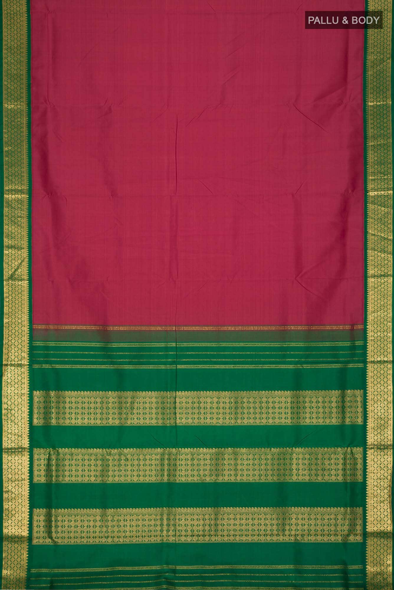 Pure Silk Pure Zari Pink Kanjivaram Nine Yards Saree - Image 9