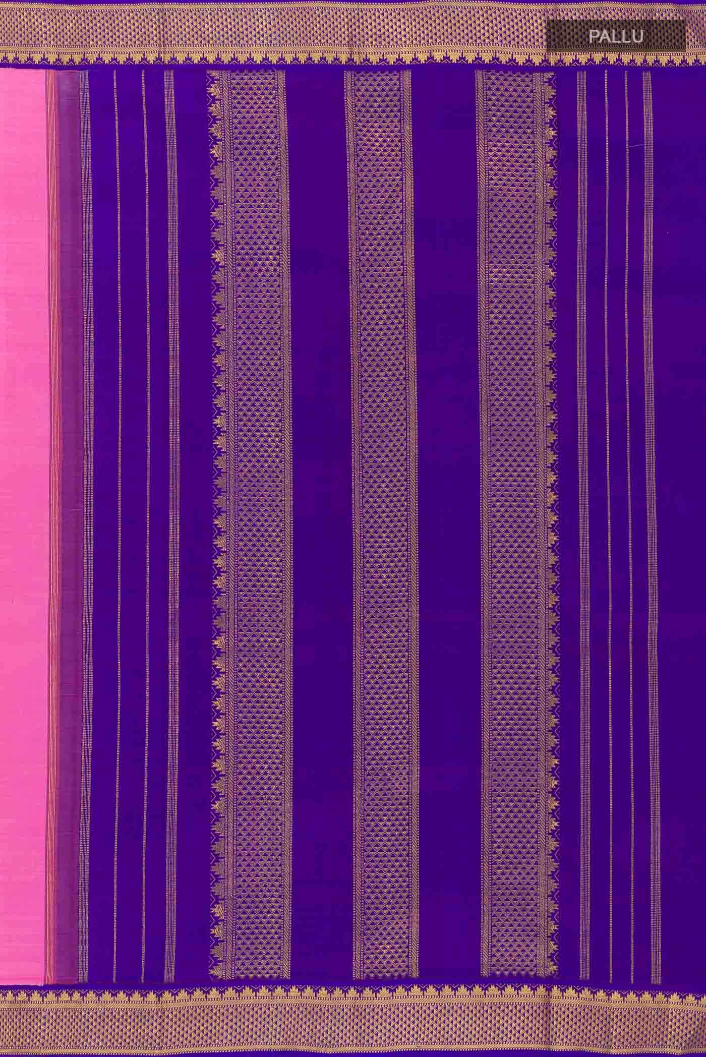 Pink Kanchipuram Silk Nine Yards Saree - Image 5
