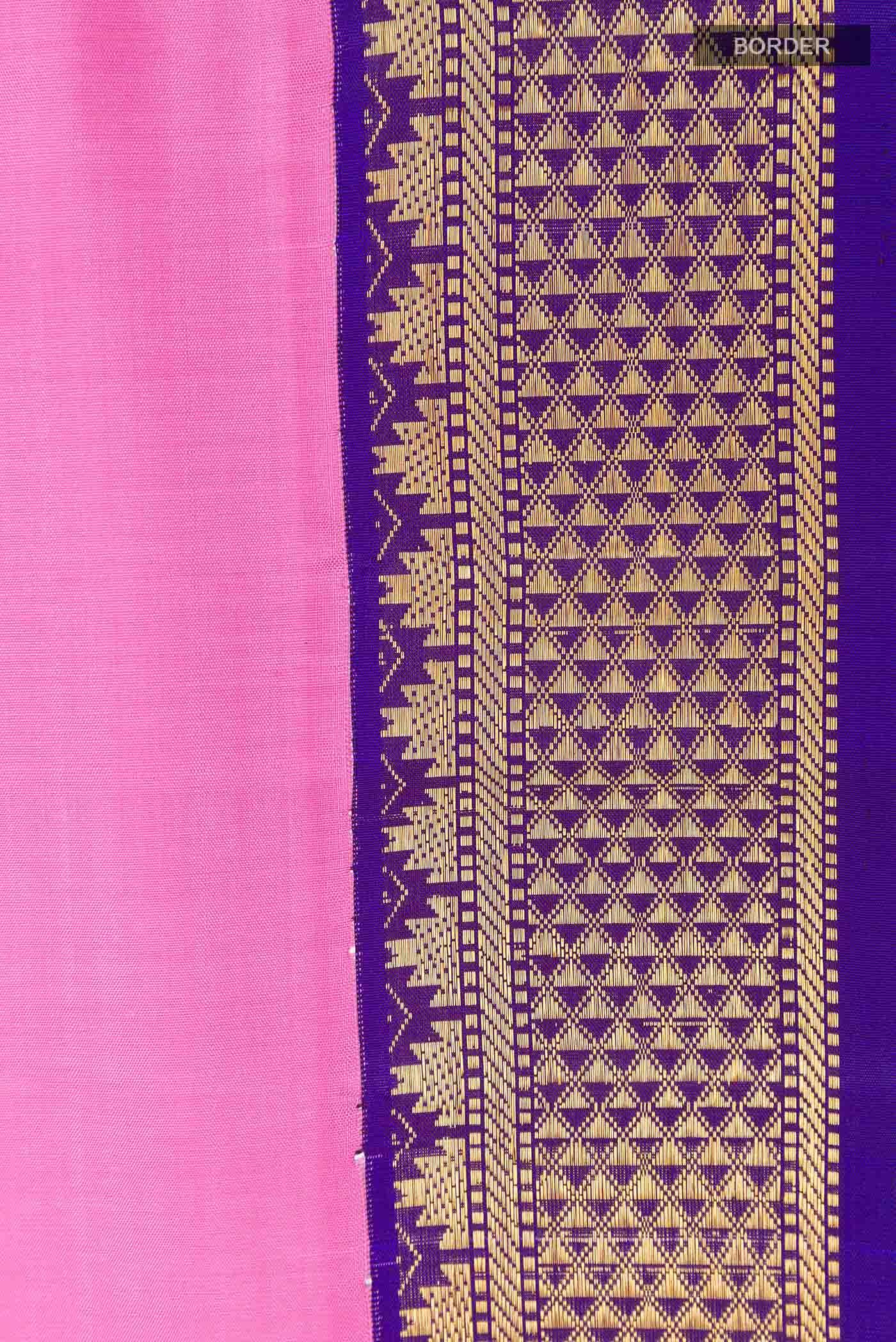 Pink Kanchipuram Silk Nine Yards Saree - Image 6