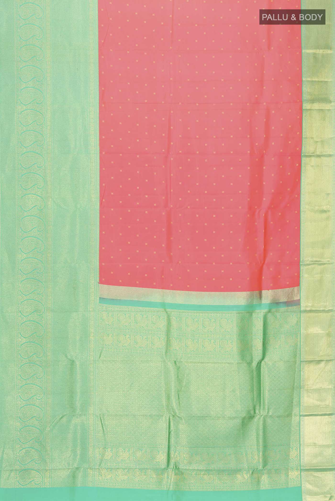 Coral Kanjivaram Silk Saree - Image 6