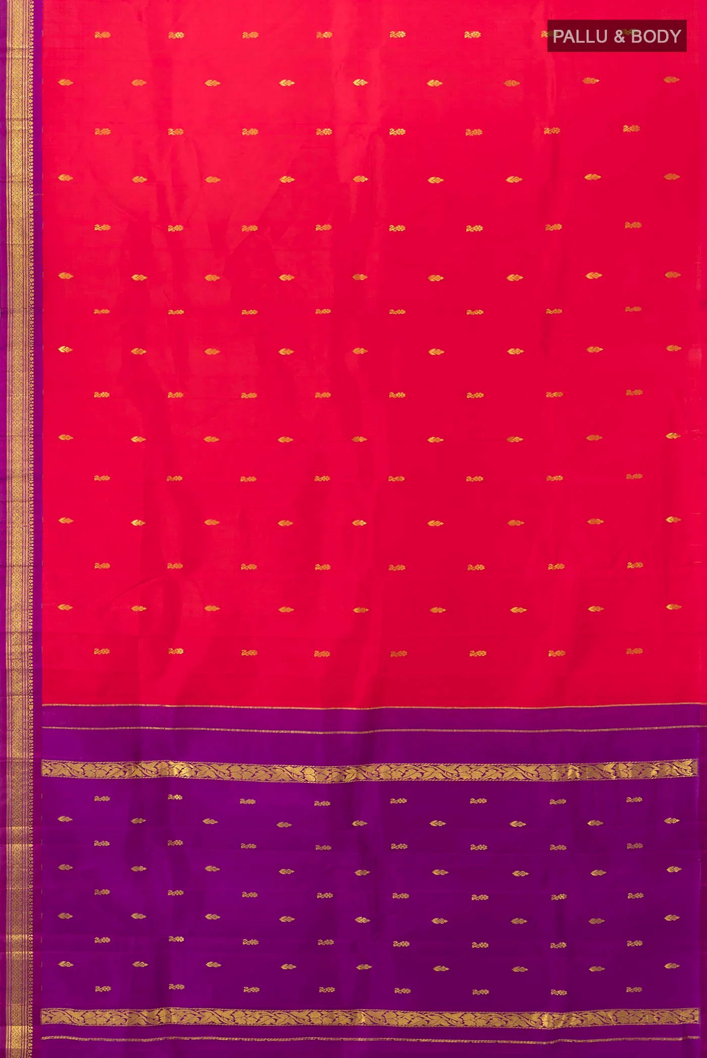 Red with Pink Color Kanchipuram Silk Saree - Image 4