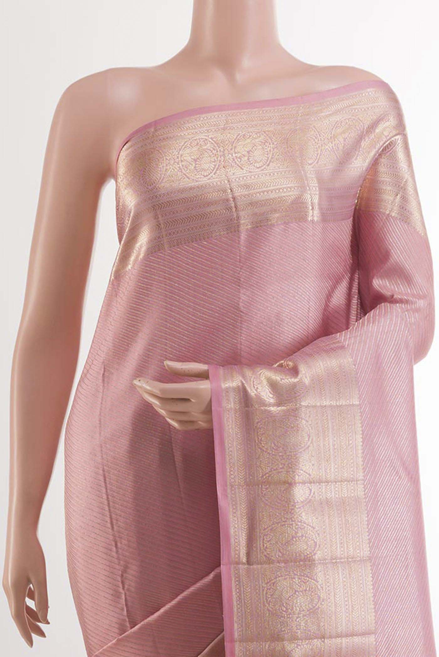Rose pink Kanchipuram Silk Saree - Image 2
