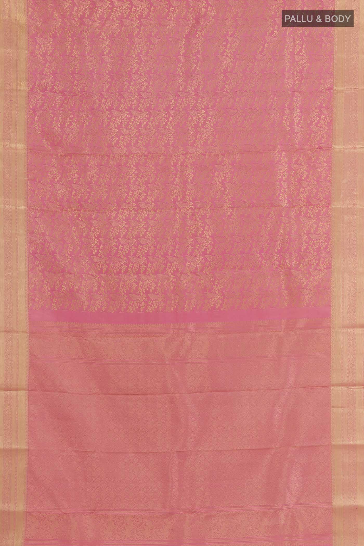 Rose pink Kanchipuram Silk Saree - Image 3
