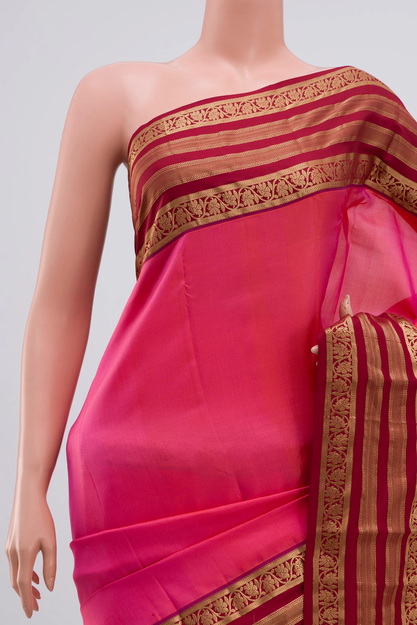 Pink Kanchipuram Silk Saree - Image 2