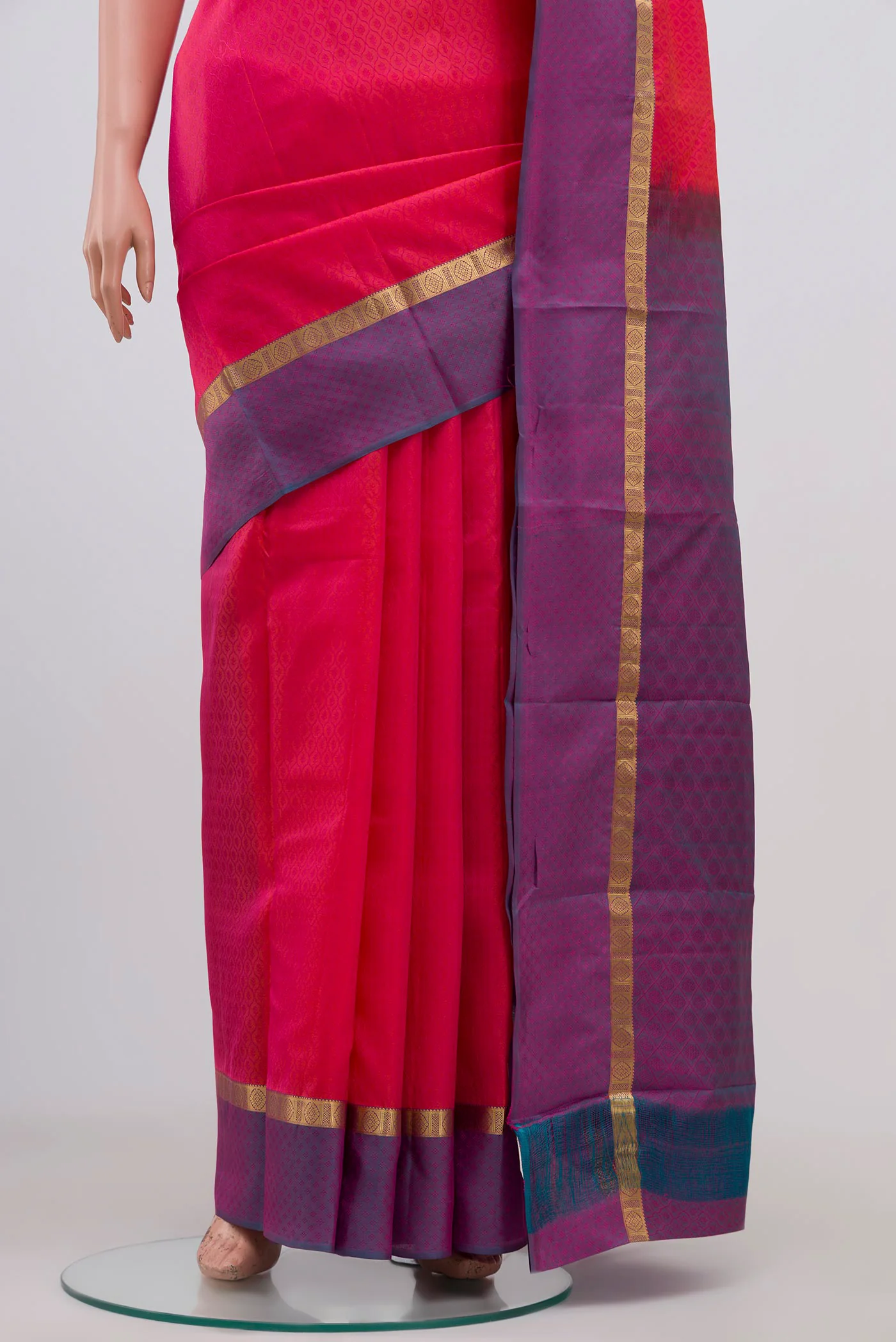 Pink Kanchipuram Silk Saree - Image 3