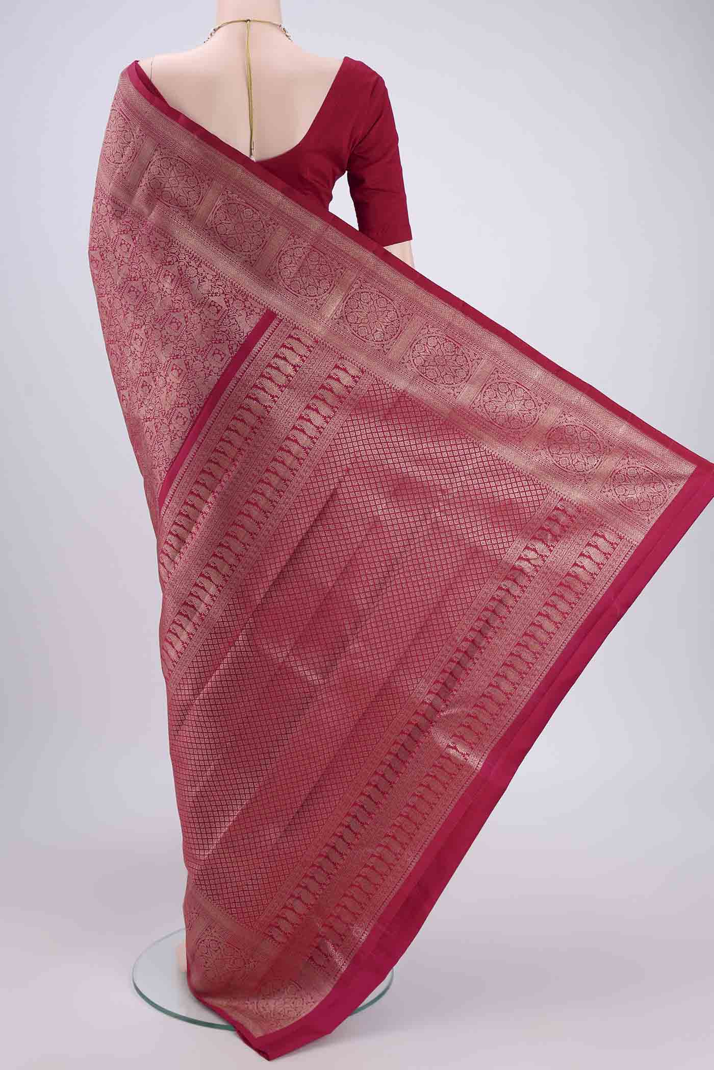 Maroon Kanchipuram Silk Saree - Image 3