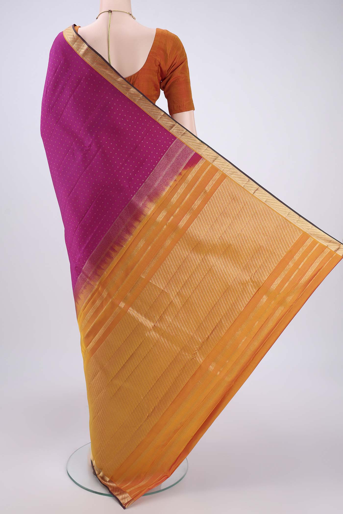 Rani Pink Kanchipuram Silk Saree - Image 3