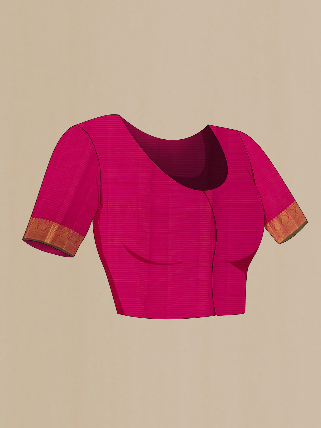 Pure Silk Pure Zari Pink Kanchipuram Saree - Image 4