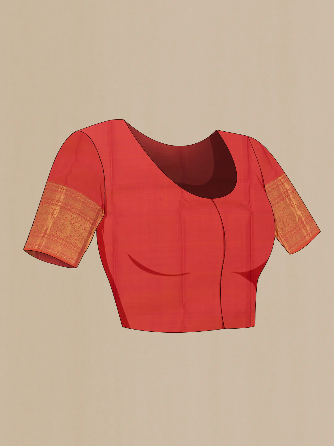 Pink with Orange Color Kanchipuram Silk Saree - Image 2