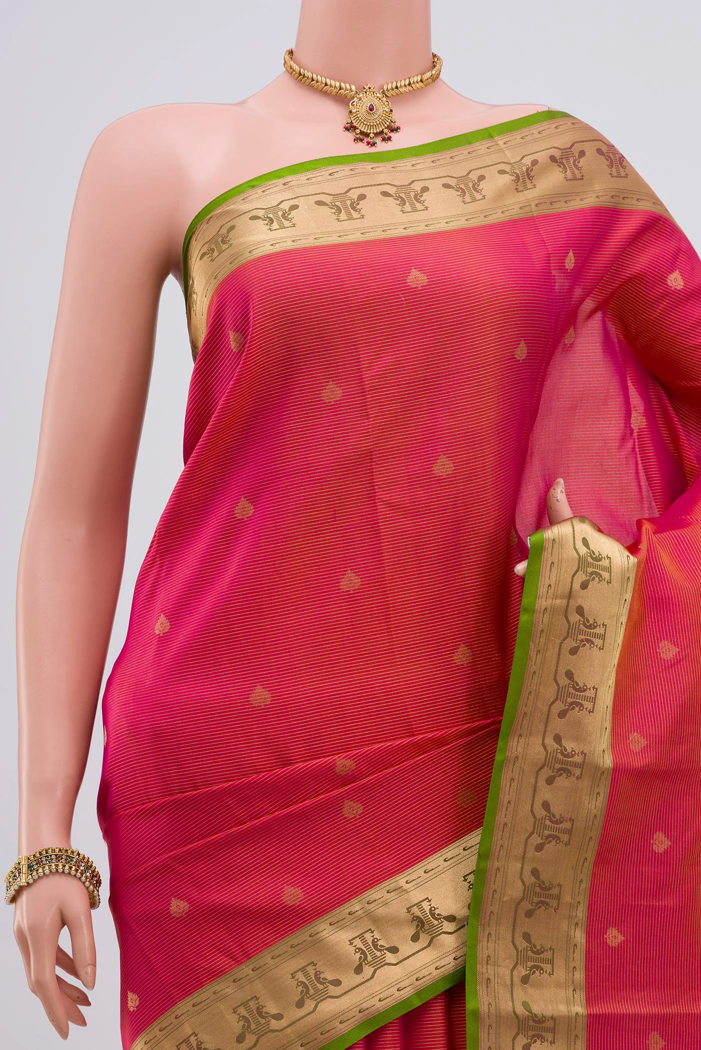 Pink Kanchipuram Silk Saree - Image 2