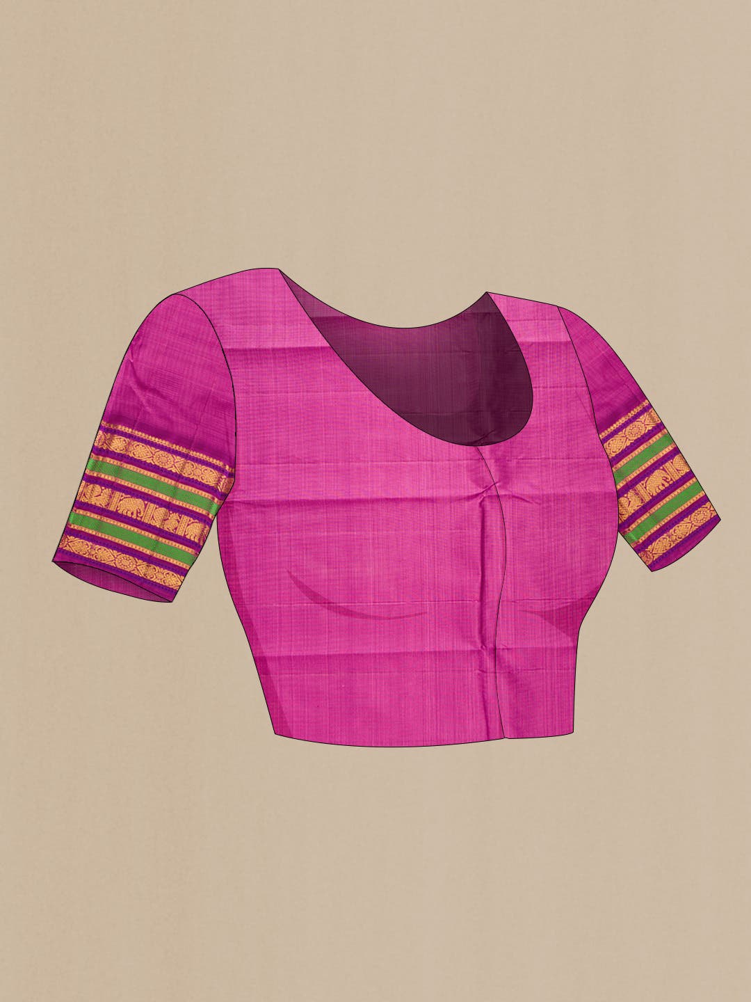 Pure Silk Pure Zari Pink Kanchipuram Saree - Image 12