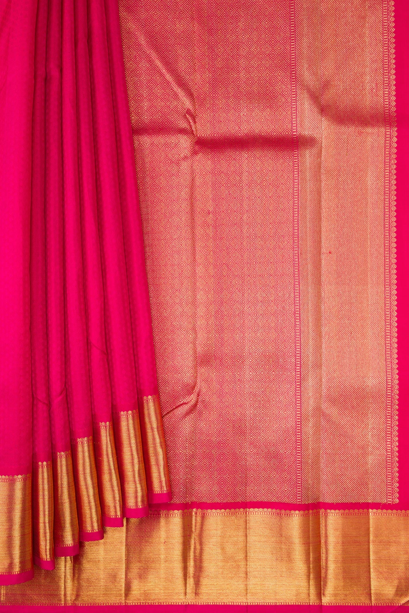 Pure Silk Pure Zari Pink Kanchipuram Saree - Image 4
