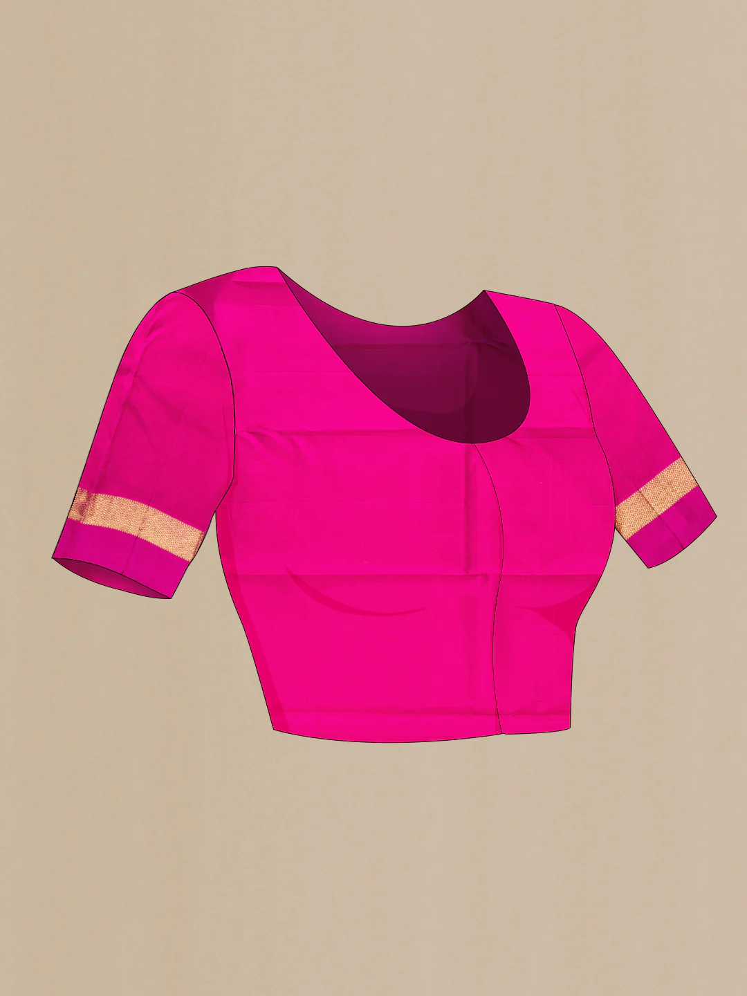 Pure Silk Pure Zari Pink Kanchipuram Saree - Image 5