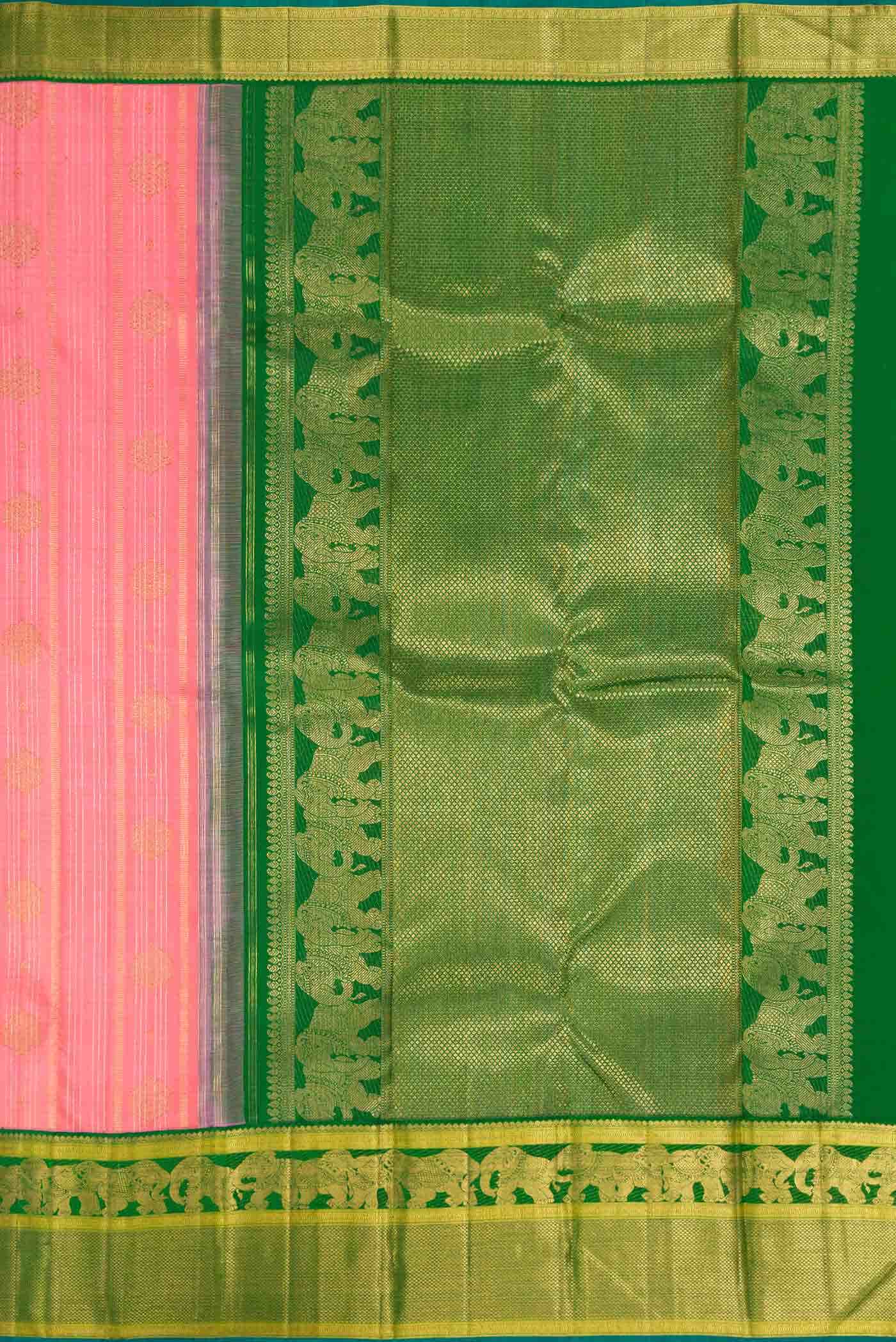 Pure Silk Pure Zari Pink Kanjivaram Saree - Image 5