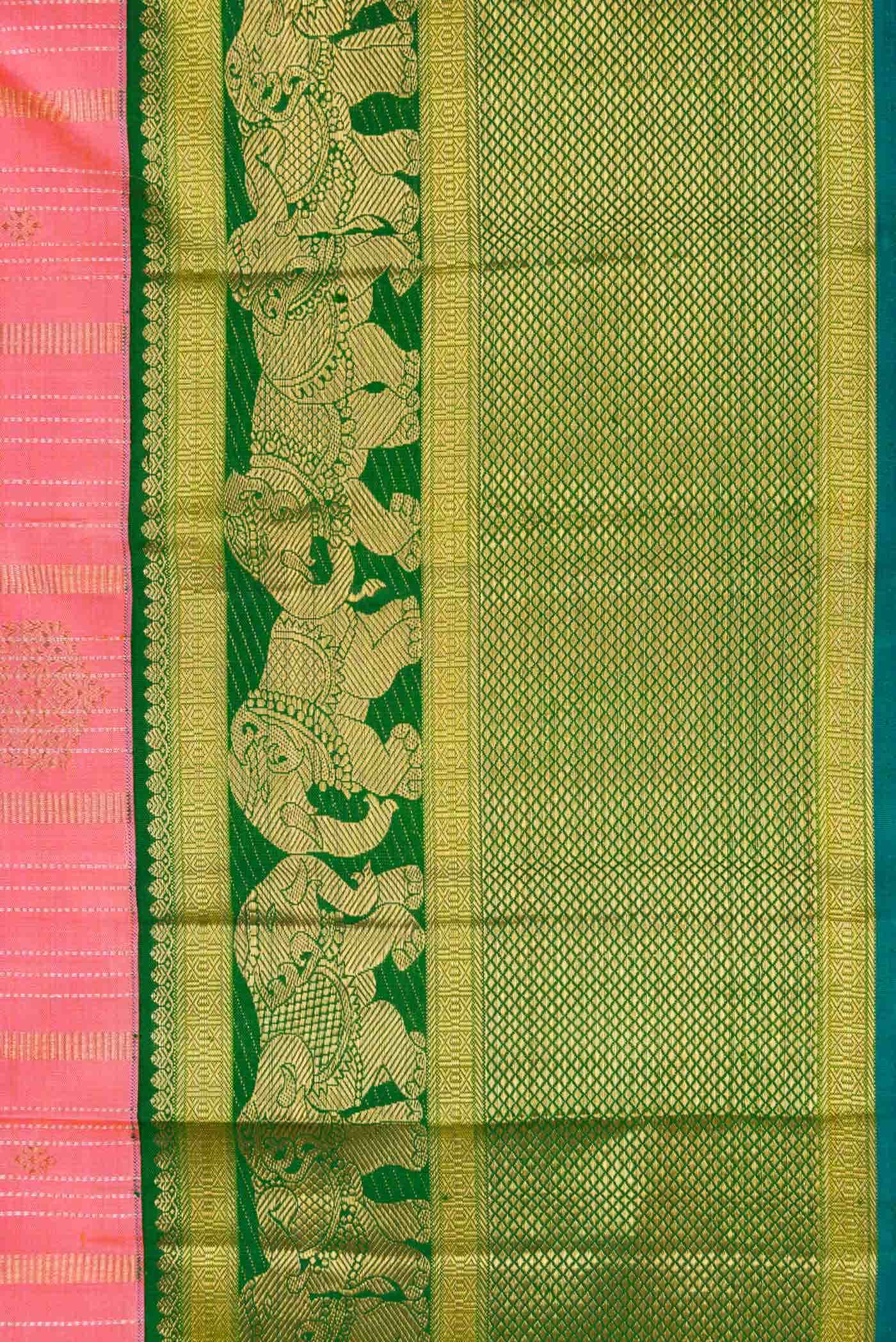 Pure Silk Pure Zari Pink Kanjivaram Saree - Image 6