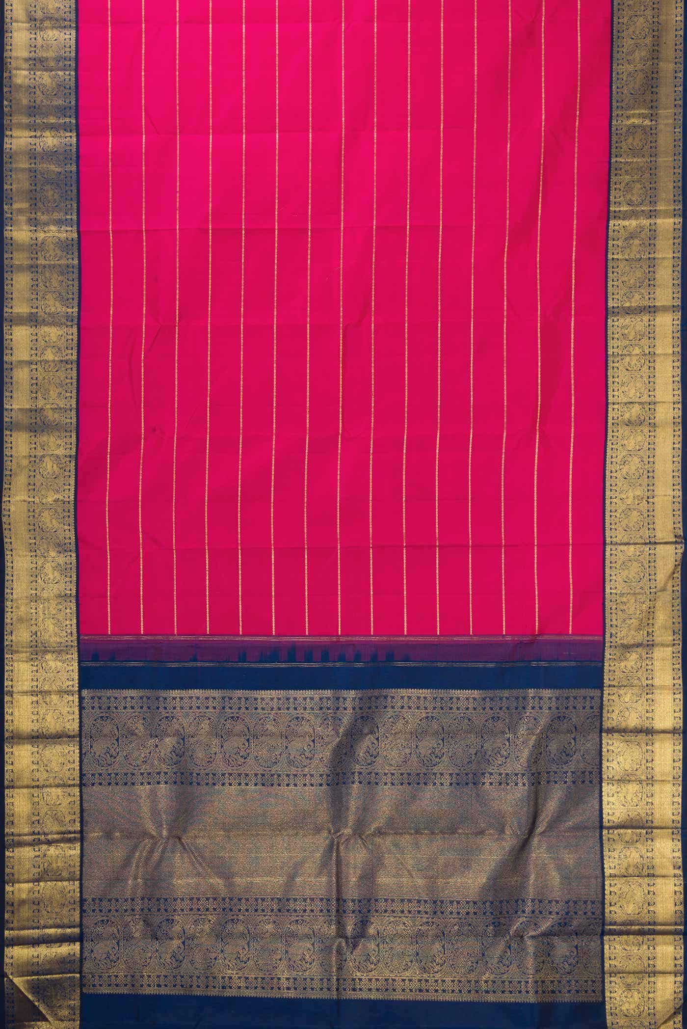 Pure Silk Pure Zari Pink Kanjivaram Saree - Image 4
