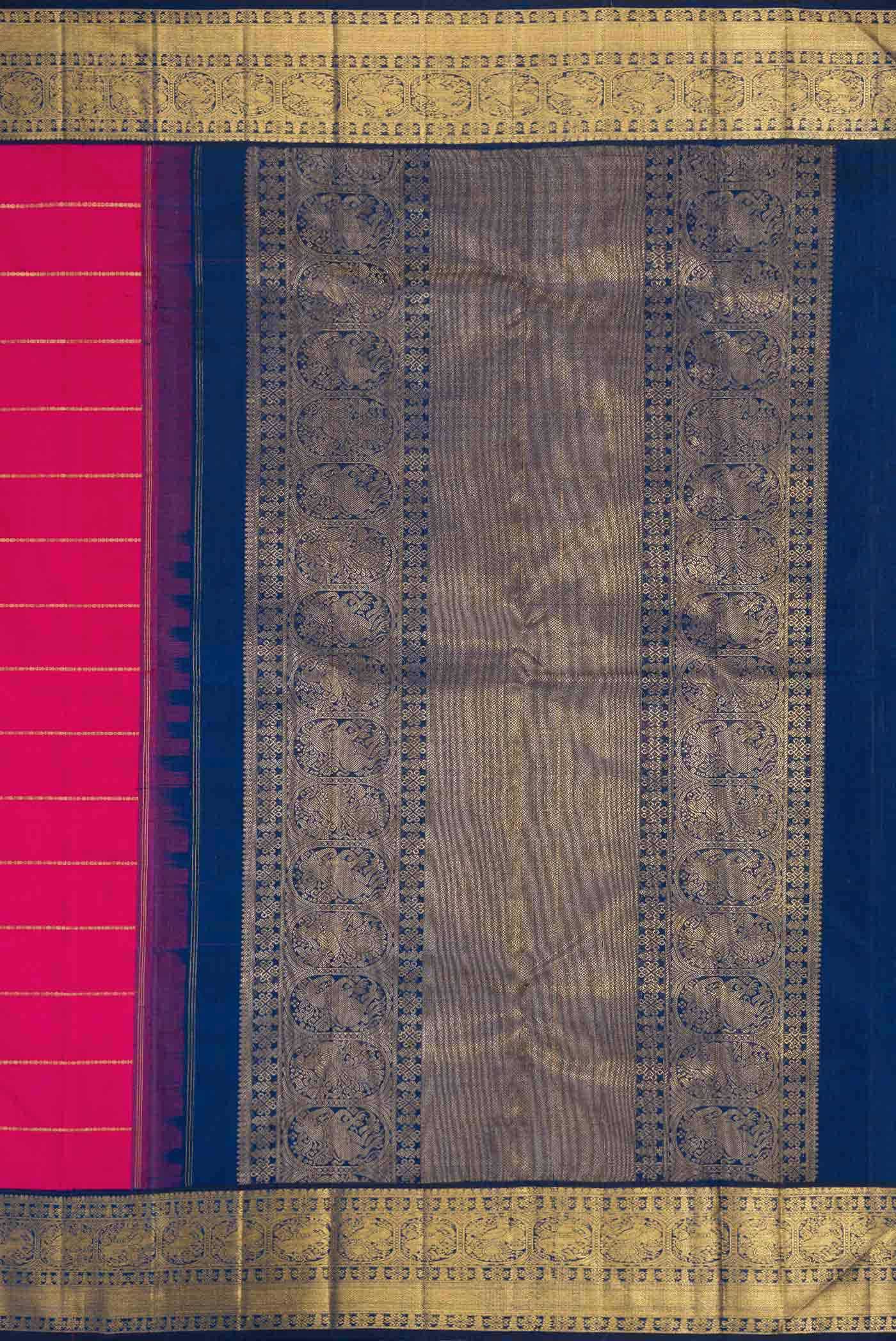 Pure Silk Pure Zari Pink Kanjivaram Saree - Image 5