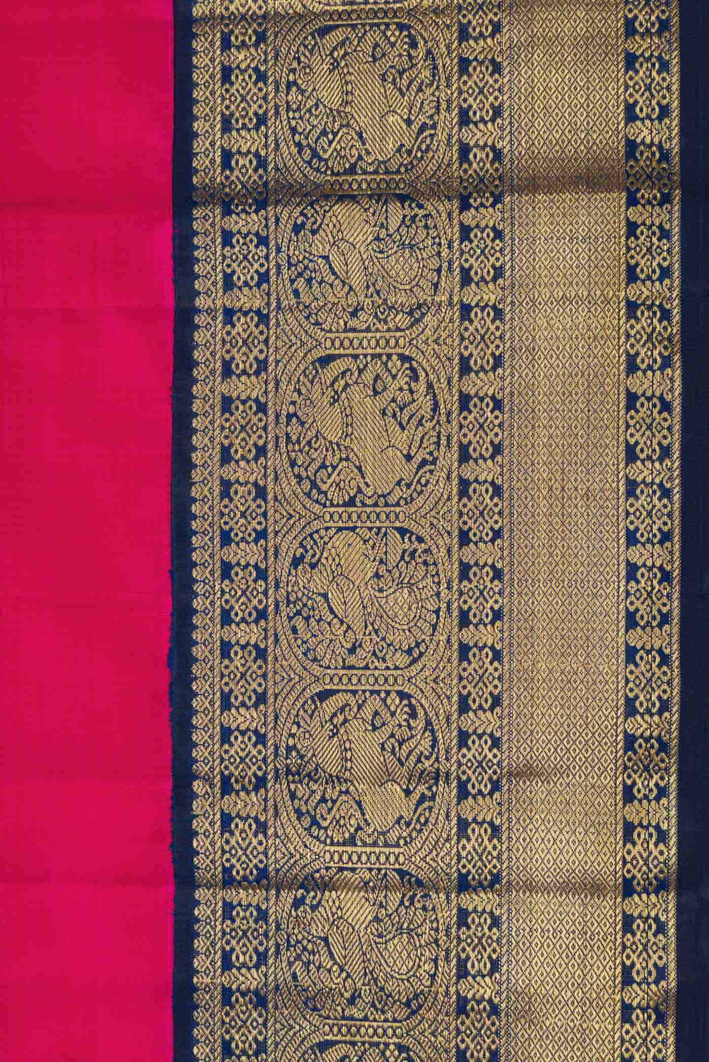 Pure Silk Pure Zari Pink Kanjivaram Saree - Image 6