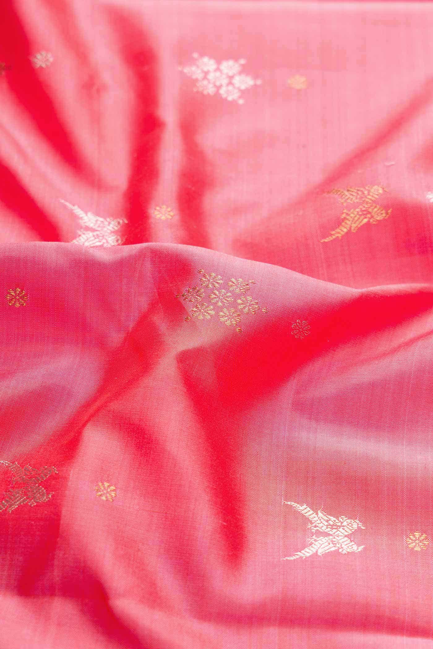Pure Silk Pure Zari Pink Kanchipuram Saree - Image 3