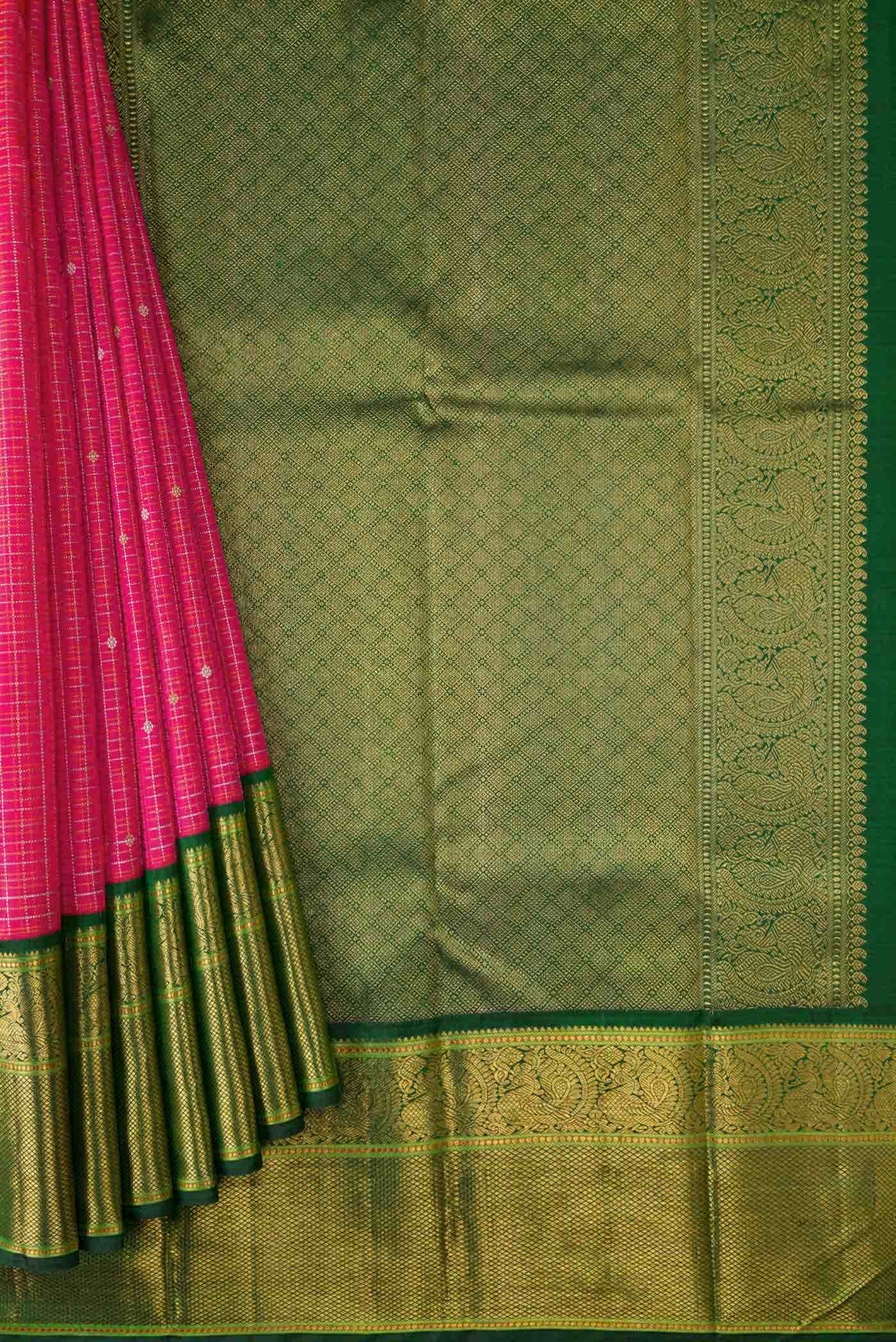 Pure Silk Pure Zari Pink Kanjivaram Saree - Image 2