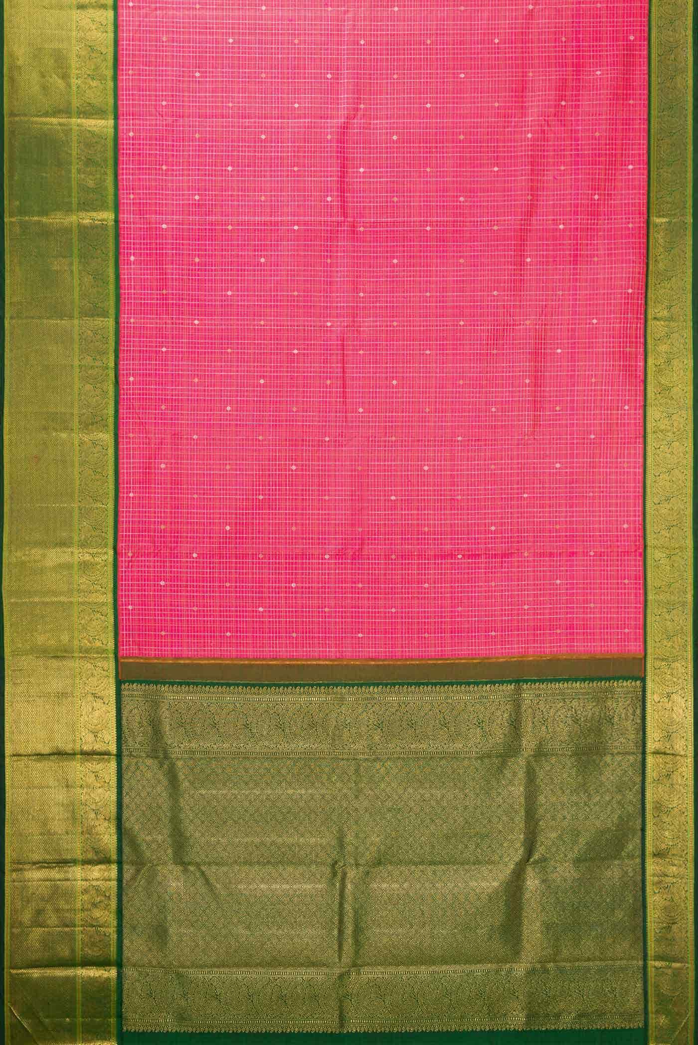 Pure Silk Pure Zari Pink Kanjivaram Saree - Image 4