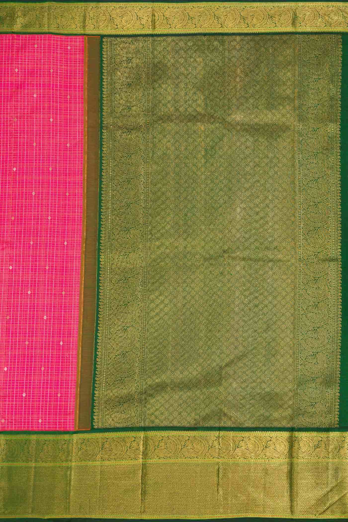 Pure Silk Pure Zari Pink Kanjivaram Saree - Image 5
