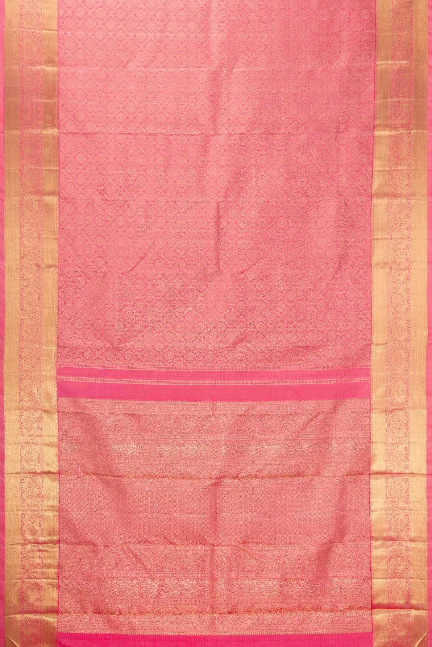 Pure Silk Pure Zari Pink Kanjivaram Saree - Image 4