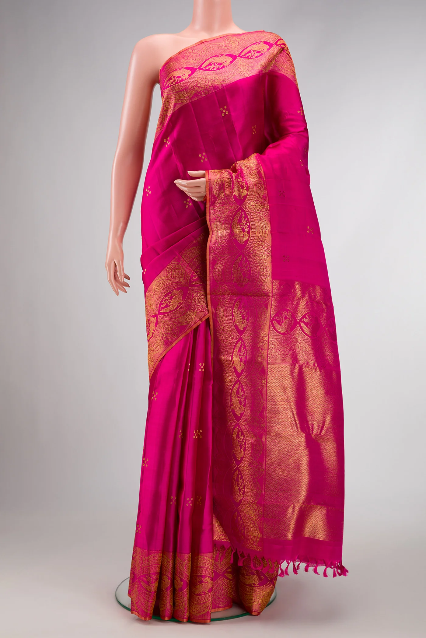 Pure Silk Pure Zari Pink Kanchipuram Saree