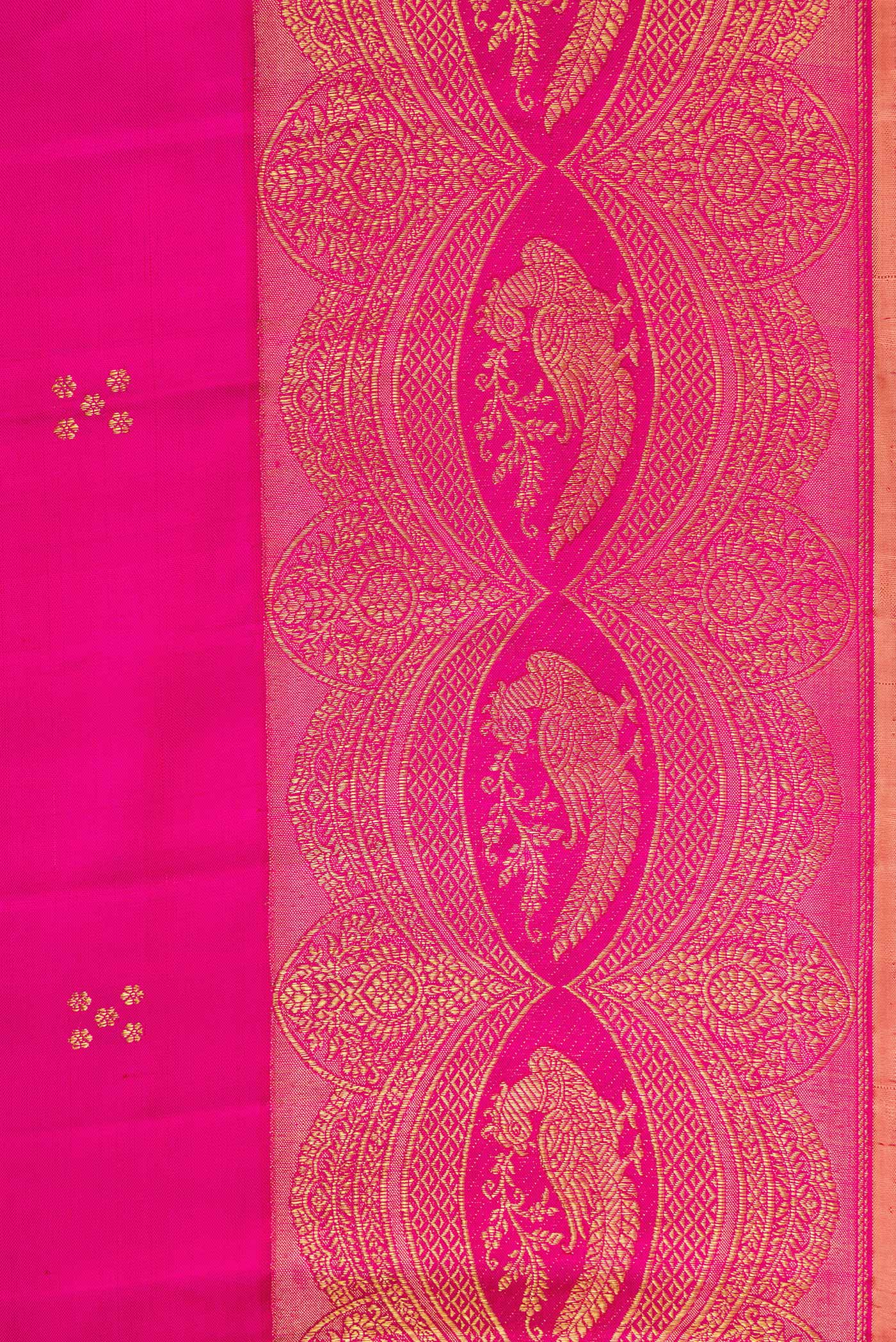Pure Silk Pure Zari Pink Kanchipuram Saree - Image 3