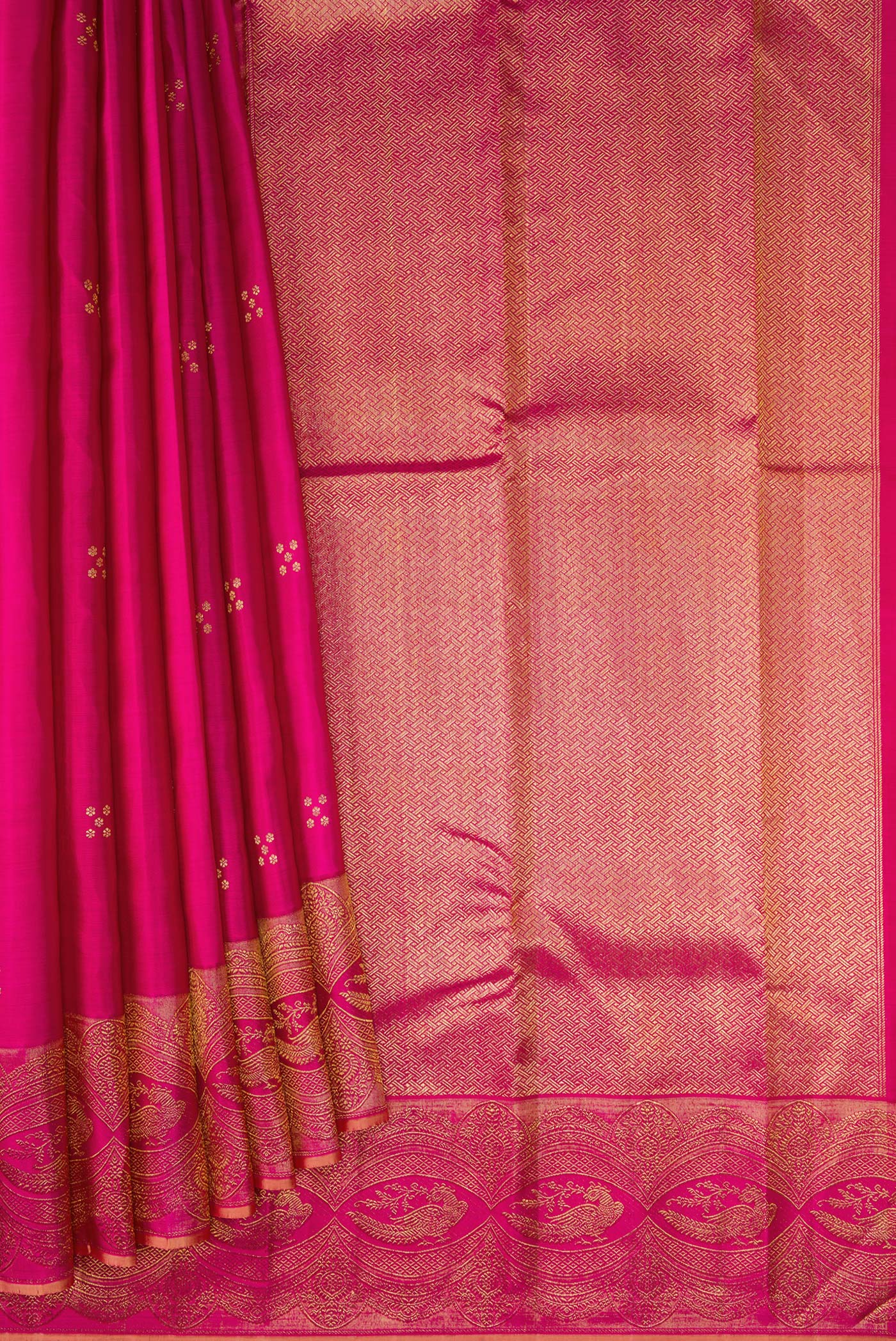 Pure Silk Pure Zari Pink Kanchipuram Saree - Image 4