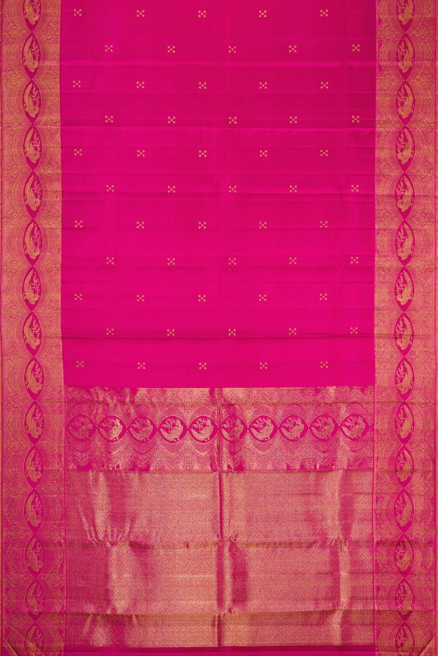 Pure Silk Pure Zari Pink Kanchipuram Saree - Image 6