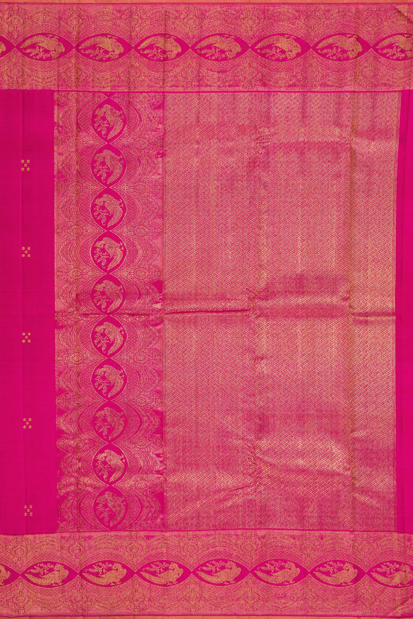 Pure Silk Pure Zari Pink Kanchipuram Saree - Image 7