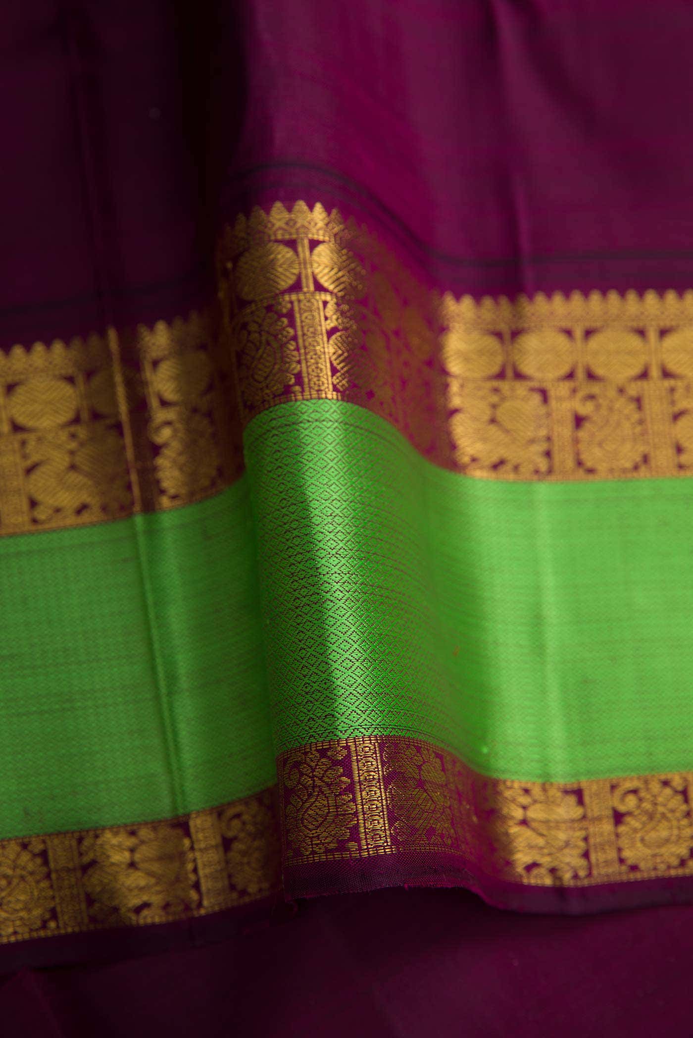 Pure Silk Pure Zari Pink Dual Tone Kanchipuram Saree - Image 6