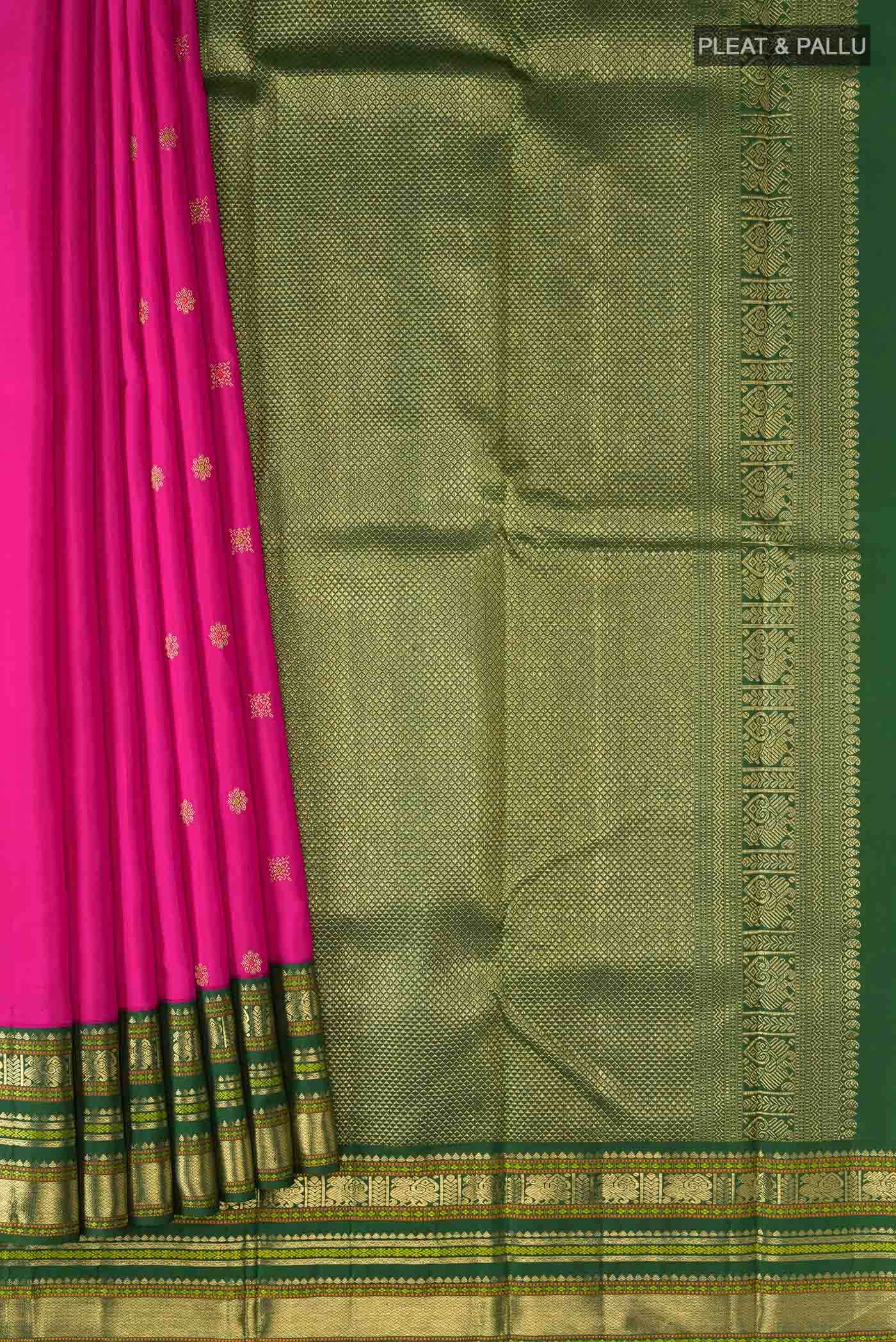 Pure Silk Pure Zari Pink Kanchipuram Saree - Image 2