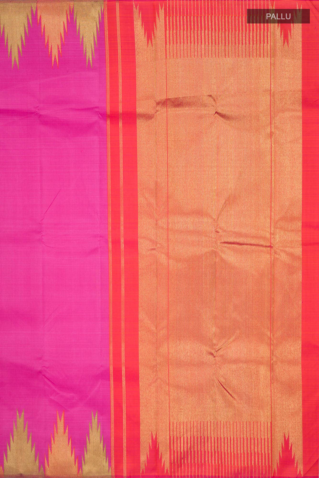 Pure Silk Pure Zari Pink Kanchipuram Saree - Image 5